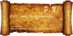 Pázmán Nikolett névjegykártya